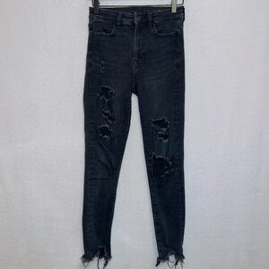 American Eagle Next Level Stretch Distressed Super Hi Rise Jegging Crop Jeans